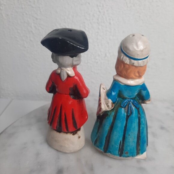 Vtg Enesco Porcelain Salt Pepper Shakers Betsy Ross Thomas Jefferson Patriotic - Picture 8 of 8